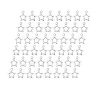 Healvian 100 Pendentifs Mini Étoiles Argentées Creux Breloques pour Création de Bijoux DIY 100 Pièces pour Bracelets Colliers Porte-Clés Accessoires Loisirs Créatifs