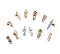 Healvian 12 Pièces Bagues Phalanges Nail Art Décorées Cristaux Mode Accessoires Manucure Femme Cadeau