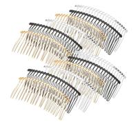 Healvian 12 Pièces Peigne à Dents pour Cheveux Accessoires de Mariée et Quotidiens Peigne à Voile de Mariée Chignon Chinois Finitions Noir Mat Or et et Filles