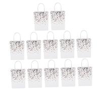 Healvian 12 Pièces Sachets Papier à Motif Cœur Blanc Kraft avec Base Carrée Sacs de Rangement pour Anniversaire et Noël Style pour Boutiques et Marchés