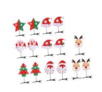 Healvian 15 Pièces Barrette à Cheveux En Bois De Noël Agrafe Wapiti Mignon Clips Pince à Cheveux En Bois De Cerf Pinces à Cheveux De Noël Enfant En Bas Âge Ornement Petit Enfants En Tissu