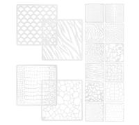 Healvian 16 Pochoirs de Dessin en Pet Lavables, Modèles Évidés à Motifs Peau D’animal, 16 Pièces pour Peinture Créative et Loisirs Manuels, Gabarits Réutilisables pour Projets DIY