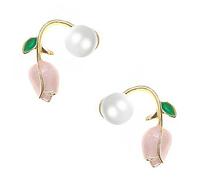 Healvian 1Paire Boucles Oreilles Tulipes Perles Pour Délicates Et Élégantes Parfaites Pour Toutes Occasions à Offrir