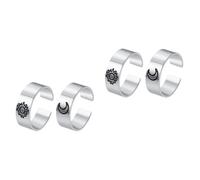 Healvian 2 Ensembles Bague Ouverte Vintage Acier Inoxydable Pour Hommes Lot De Anneaux Rétro Avec Motif Étoile Et Lune Ajustable Pour Couples Occasions Spéciales 2 Pièces * 2