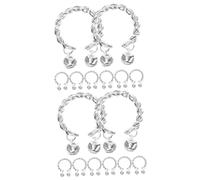 Healvian 2 ensembles Bracelet Cloche Pour Femmes Bague Bijoux Bagues Réglables Décoration De e es Pour Dames es De Style Rétro Pour Femmes es De Doigts 8 pièces * 2
