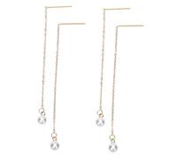 Healvian 2 Paires Boucles Oreilles Pendantes Perles de Longues Boucles Oreilles Fil Perles pour Élégantes et Légères Parfaites pour Look