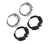 Healvian 2 Paires Boucles Oreilles Rondes Acier Inoxydable pour Hommes Design Dragon et Bijoux pour Look Captivant et Élégant Parfaits pour Toutes Occasions