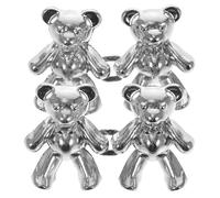 Healvian 2 Paires de Boutons de Serrage Réglables pour Jeans et Pantalons Amples Boutons en Métal Argenté 40Mm X 27Mm Motif Petit Ours Serrage-Taille Réutilisable pour Vêtements