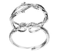 Healvian 2 Pièces Anneaux Couple Ajustables Inoxydable Bague Ouverte Rose Épine Saint Valentin Romantique pour