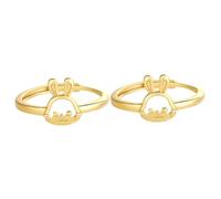 Healvian 2 Pièces Bague Ajustable Forme de Lapin Doré Chic pour Femmes Créatif pour Fêtes Tenues