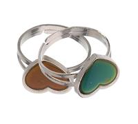 Healvian 2 pièces Bague Réglable Cœur Changeant de Couleur Selon Température Anneau Unisexe Bijoux Mode pour Femmes et Hommes