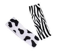 Healvian 2 Pièces bandeau imprimé vache couvre-chef à rayures zébrées accessoires de cheveux pour femmes hair band hair ties hair topper écharpe envelopper bandeau de mode en tissu blanche