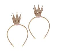 Healvian 2 Pièces Bandeaux Couronne Brillante pour Filles Accessoires Cheveux Princesse Réutilisables Headbands Dorés Confortables pour Anniversaire et Fête