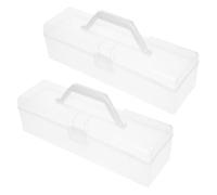 Healvian 2 Pièces Boîte de Rangement Portable Transparente à Poignée, | Pp, Design Multifonction, pour Artistes et Employés de Bureau, Organisation D’école, Loisirs Créatifs