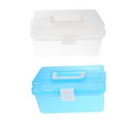 Healvian 2 pièces Boîte Rangement Maquillage Transparente avec Couvercle Organisateur Cosmétiques et Boîte Stockage Outils Manucure Plastique Facile à Ouvrir pour Bureau et Salle de Bain