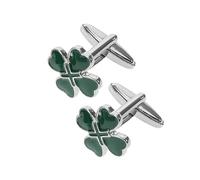 Healvian 2 pièces Boutons de Manchette Feuille à Quatre Pans Vert pour Homme Bijoux de Manchette Cœur Irlandais Métal pour Fête Saint-Patrick et Tenue Formelle