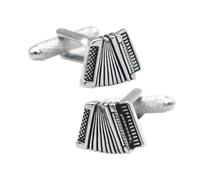 Healvian 2 pièces Boutons Manchette Homme Métal Cuivre Doré Design Accordéon Musical Noir Accessoire Chemise Business Élégant Lot