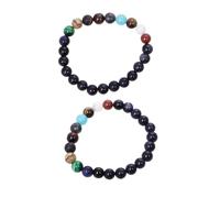 Healvian 2 pièces Bracelet Système Solaire Femme Pierres Naturelles Charms Planètes Univers Galaxy Bijoux Confortables Cadeau Anniversaire