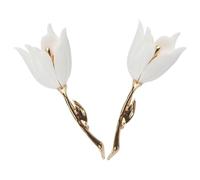 Healvian 2 Pièces Broche Blanche Tulipe pour Costume de Mariage Accessoire Floral Zinc pour Marié Épingle de Poitrine pour Cérémonie de Mariage et