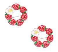 Healvian 2 Pièces Broche Fraise Épingle Pince à Foulard Châle Broche Pour Vêtements Décorative Esthétique De La Écharpe Alliage
