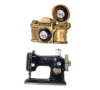 Healvian 2 pièces Broche Lot Épingles Décoratives Appareil Photo Noir et Tourne Disque Doré pour Femmes et Hommes Accessoires et Portables pour Vêtements Sacs et Chapeaux