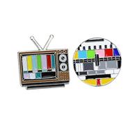 Healvian 2 pièces Broche Rétro Tv Colorée Lot de Épingle Petite Décoration Mode pour Vêtements Accessoire Créatif et Original