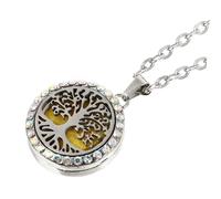 Healvian 2 Pièces Collier Diffuseur Parfum Acier Inoxydable avec Pendentif Arbre et Élégant et Durable pour Santé Unisexe Couleur Aléatoire