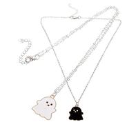 Healvian 2 Pièces Collier Gothique pour Couples Pendentif Halloween Deux Bijoux Amoureux Original pour Étudiants et Style Unique Noir et Blanc