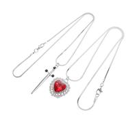 Healvian 2 Pièces Collier Pendentif Cœur et Rouge pour Couple Set Élégant Alliage Léger et Cristaux Cadeau Saint Valentin Homme et Femme Chaîne Ras Du Cou