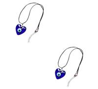Healvian 2 Pièces Collier Pendentif Œil Démon Bleu Verre pour Femme Homme et Garçon Fille Protection Accessoire Délicat et Durable Au Style