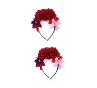Healvian 2 Pièces Couronne de Roses Artificielles pour Halloween Accessoire Chic et Mystérieux pour Fête et Costume Jour des Morts Bandeau Floral et Élégant et Unique
