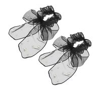 Healvian 2 Pièces Élastiques En Mousseline Sans Dommage Pour Cheveux Avec Nœuds Décoratifs Et Pompons Accessoires Pour Filles Pour Queue De Cheval Usage Quotidien