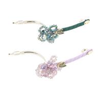 Healvian 2 Pièces Hair Claw Clips Flower Design With Artificial Crystals Large Strong Hold Non-slip Hawaiian Hairpins For Thick Hair Women Summer Party