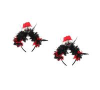 Healvian 2 Pièces Halloween Floral Headband Skull Accessories For Women Day Of The Dead Crown Lightweight Dark Design Party Cosplay Hair Hoop