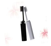 Healvian 2 pièces Lot Brosses à Dents Pliables de Poils Souples Ergonomiques et Légères Brosse Dents de Voyage Portable pour Soins Personnels Gris et Noir