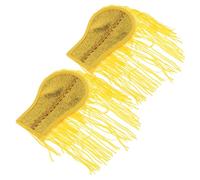 Healvian 2 Pièces Lot de 2 Épaulettes à Franges Dorées en Tissu Non Tissé, Accessoires Vintage pour Costumes de Fanfare et Carnaval, Broches D’Épaule à Pompons Légères, pour Événements et
