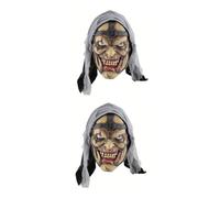 Healvian 2 Pièces masque d'horreur masques effrayants costumes squelette masque de zombie d'horreur dirigé mascarade Halloween magicien zombi d'horreur