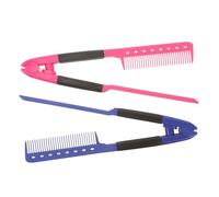 Healvian 2 pièces Peigne Lisseur V Plastique Résistant Chaleur Léger et Compact Rose et Bleu Brosse Coiffante pour Salon et Usage Domestique