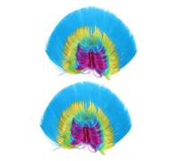 Healvian 2 Pièces Perruque de Mascarade Colorée Crête de Punk pour Fête Accessoire de Déguisement Unisexe pour Halloween et Cosplay