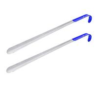 Healvian 2 pièces Pied-de- Long Inoxydable Manche Incurvé Antidérapant Outil de Soulèvement Chaussures pour Seniors et Hommes Bleu