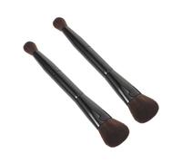 Healvian 2 Pièces Pinceau Maquillage Double Embout Brosse Multifonction Blush Contour Highlighter Portable Doux pour Yeux Visage
