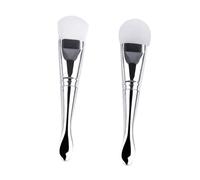 Healvian 2 Pièces Pinceaux Applicateurs de Masque pour Visage Set de Brosse Souple Silicone avec Manche Argenté Outils de Maquillage pour Soins de Peau et Application de Masque