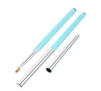 Healvian 2 pièces Pinceaux Nail Art Transparent Bleu Marin Brosse Ongles Manucure Nettoyage Gel Vernis Protection Capuchon