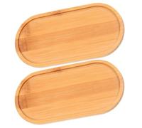 Healvian 2 Pièces Plateau Ovale en Bambou pour Pot de Plante et Succulentes, Accessoire Naturel Antidérapant pour Décoration Intérieure et Extérieure, Style Moderne et Rustique