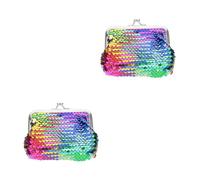 Healvian 2 Pièces Porte à Sequins Colorés pour Femmes Mini Trousse Cosmétique Parfait pour Cartes Clés et Petits Objets