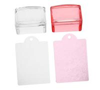 Healvian 2 Pièces Rectangle And Square Nail Stamper Set Durable Reusable Nail Art Stamping Plates For Diy Home With Transparent Colors