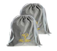 Healvian 2 Pièces Sac de Rangement pour Sèche Cheveux Gris Classique Sac de Protection Tissu avec Cordon Coulissant pour Voyage et Stockage