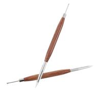 Healvian 2 Pièces Stylo de Sculpture Ongles Double Embout Silicone avec Manche de Santal Ergonomique Outils Nail Art pour Décoration Gravure Embossage et Application de