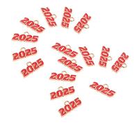 Healvian 20 Pièces 2025 Pendentif 2025 décor fabrication de bijoux bricolage bijoux breloques artisanales Colliers de Noël nombre charmes du nouvel an charmes de lettre d'année Métal rouge