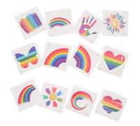 Healvian 24 Pièces Autocollants Corps et Visage Arc Ciel Étanches Temporaires Lgbt Rainbow pour et Fêtes Stickers Décoratifs Colorés et Sûrs pour Peau